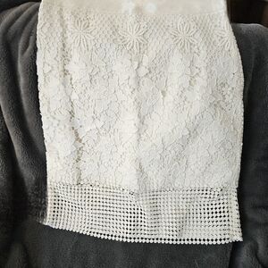 Tibi White Floral Lace Pencil Skirt